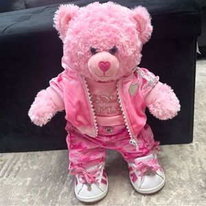 Premium Pink Build-A-Bear Plush Dressed Girls Rule! Hoodie, sneaks, Camo Cargo